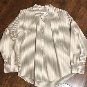 American Eagle Outfitters Tan and White Striped Shirt